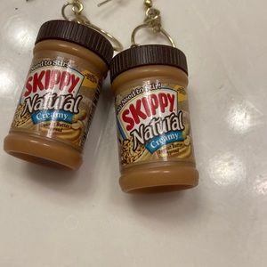 Super fun earrings shaped like peanut butter jars